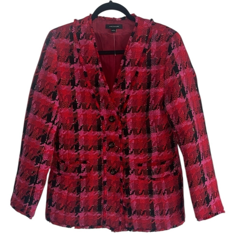Ann Taylor Tweed Houndstooth Cardigan Jacket Size 4 NWT - Picture 5 of 14